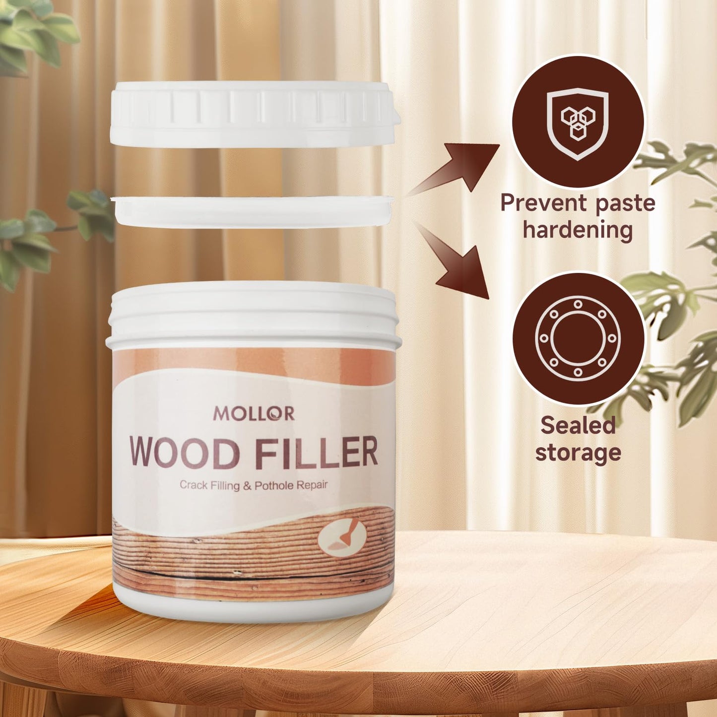 All Purpose Wood Filler, 1KG White Wood Putty Repair for Holes, Quickly Restore Any Broken and Defective Wooden Furniture, Door Frame Repair Kit Stainable