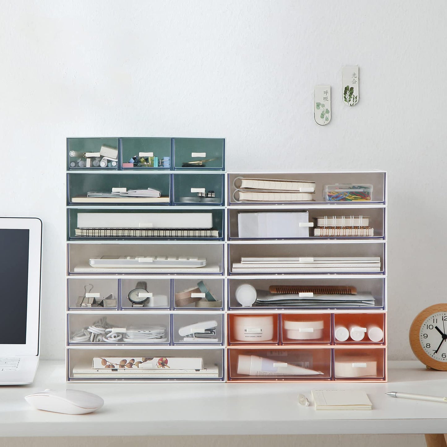 Desk Organizer with 6 Drawers, Makeup Organizer, Plastic Makeup Storage, Cosmetic Storage Organizer, Desk Storage Box, Bathroom Organization Boxes, Desktop Storage Box(Blue)
