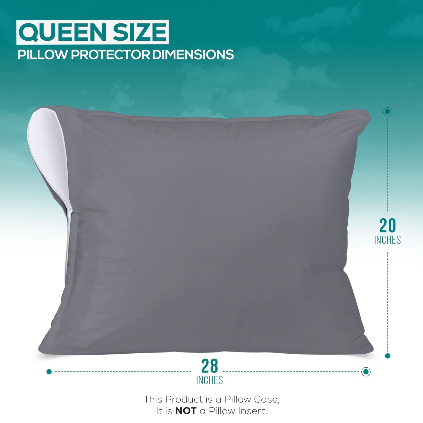 Utopia Bedding Waterproof Pillow Protectors Zippered Queen Size (2 Pack, Gray), Zippered Pillowcases, Bed Bug Proof Pillow Encasement Covers 20 x 28 Inches