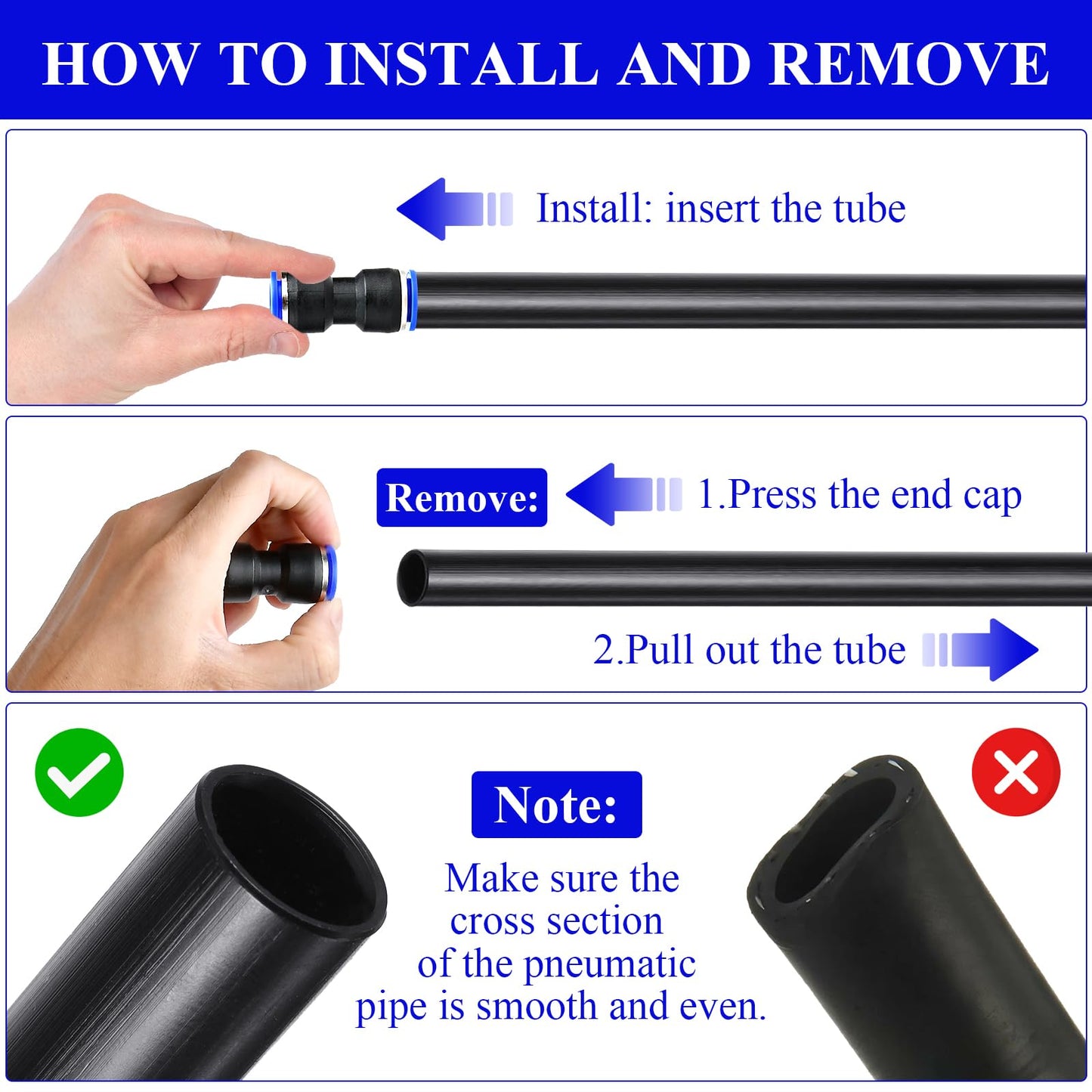 Supkiir 100Pcs Straight Push Connectors, Plastic Pneumatic Connectors Quick Release Push to Connect Fittings Kit, Air Hose Fittings Air Line Fittings for 4 6 8 10 12 mm Tube