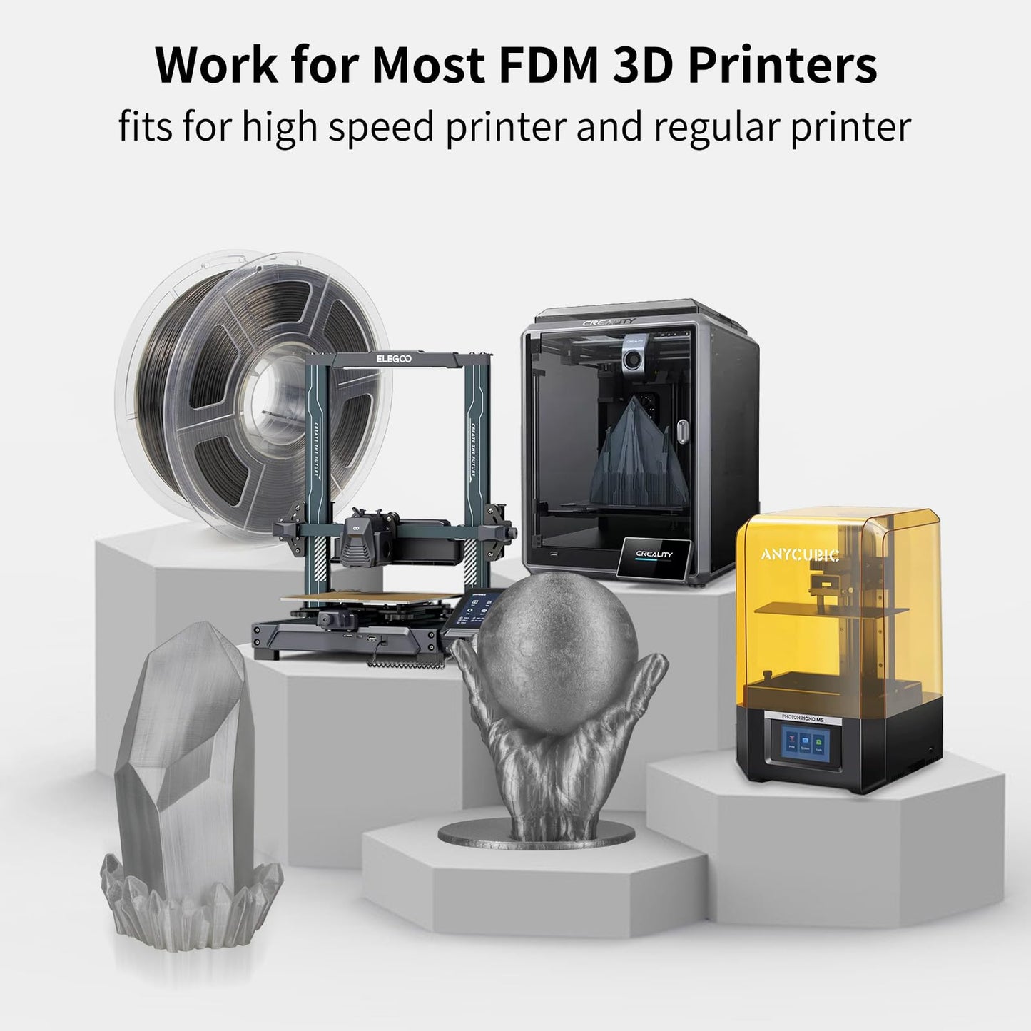 IEMAI Clear PETG Filament 1.75mm 1kg, Crystal Transparent Somke Gray 3D Printer Filament Up to 600mm/s Printing, Tough & Durable for Lampshade, Creative DIY, Home Decor