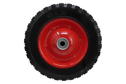 Shepherd Hardware 9594 8-Inch Semi-Pneumatic Rubber Tire, Steel Hub with Ball Bearings, Ribbed Tread, 1/2-Inch Centered Axle Diameter