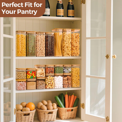 ComSaf 650ML Glass Food Storage Jars Set of 4, Small Glass Storage Containers with Lids, Pantry Organization Jar, Spice Jar, Blooming Tea, Candy and Cookie Container, Clear Canister Set for Kitchen