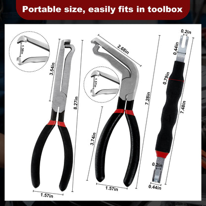 4PCS Electrical Disconnect Pliers Set,37960 Straight +37980 60° +13120 Electrical Disconnect Pliers for Cars,Carbon Steel Fuel Line Disconnect Tool Set, Connector Repairs for Mechanics and DIYers