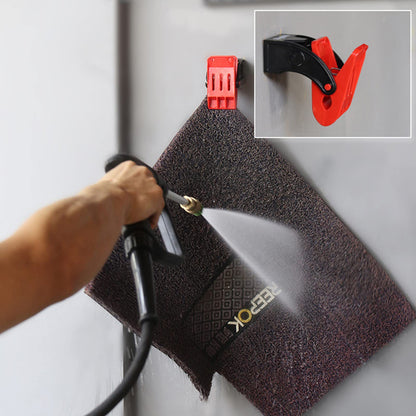 4pcs Car Wash Floor Mat Clamps, Swivel Large Anti-Slip Stainless Steel Spring Clamps Wall-Mounted Powerful Cleaning Clip for Heavy Duty Mat