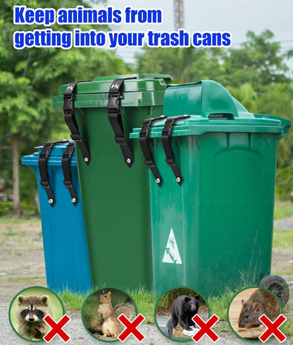 2 Pcs Trash Can Locks for Anti Animals, Universal Garbage Can Lock, Nylon Bear Proof Trash Bin Lid Lock, Adjustable and Easy to Install, Heavy-Duty Garbage Can Strap for Outdoor Trash Can, Black