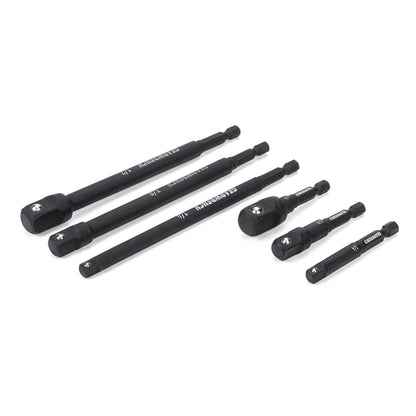 GEARWRENCH 6 Pc 1/4" Drive Hex Shank Impact Socket extensions - 1/4", 3/8" and 1/2" Drive sizes - 2-1/2" & 6" long - 84971A-02