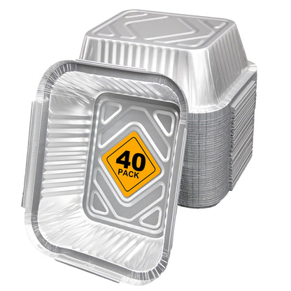 40 Pack Aluminum Foil Drip Pan Liners - Compatible with Napoleon BBQ Grill Accessories, Replacement Grease Trays for Prestige I/II/V/PRO, Rogue Grills (6x5 Inch)