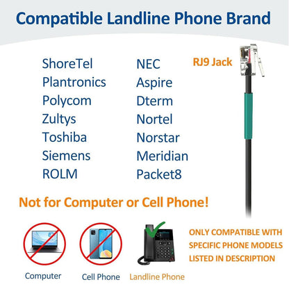 Wantek RJ9 Mono Telephone Headset with Noise Cancelling Microphone, Corded Desk Phone Headset for Polycom ShoreTel NEC Nortel Norstar Toshiba Siemens Landline Office Phones (One Ear)