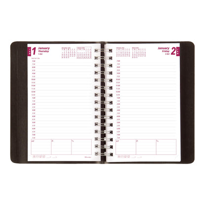 Brownline® 2026 PlannerPlus™ Daily/Monthly Planner, Appointment Book, 12 Months, January to December, Twin-Wire Binding, 8" x 5", Black (CB634WN.BLK-26)