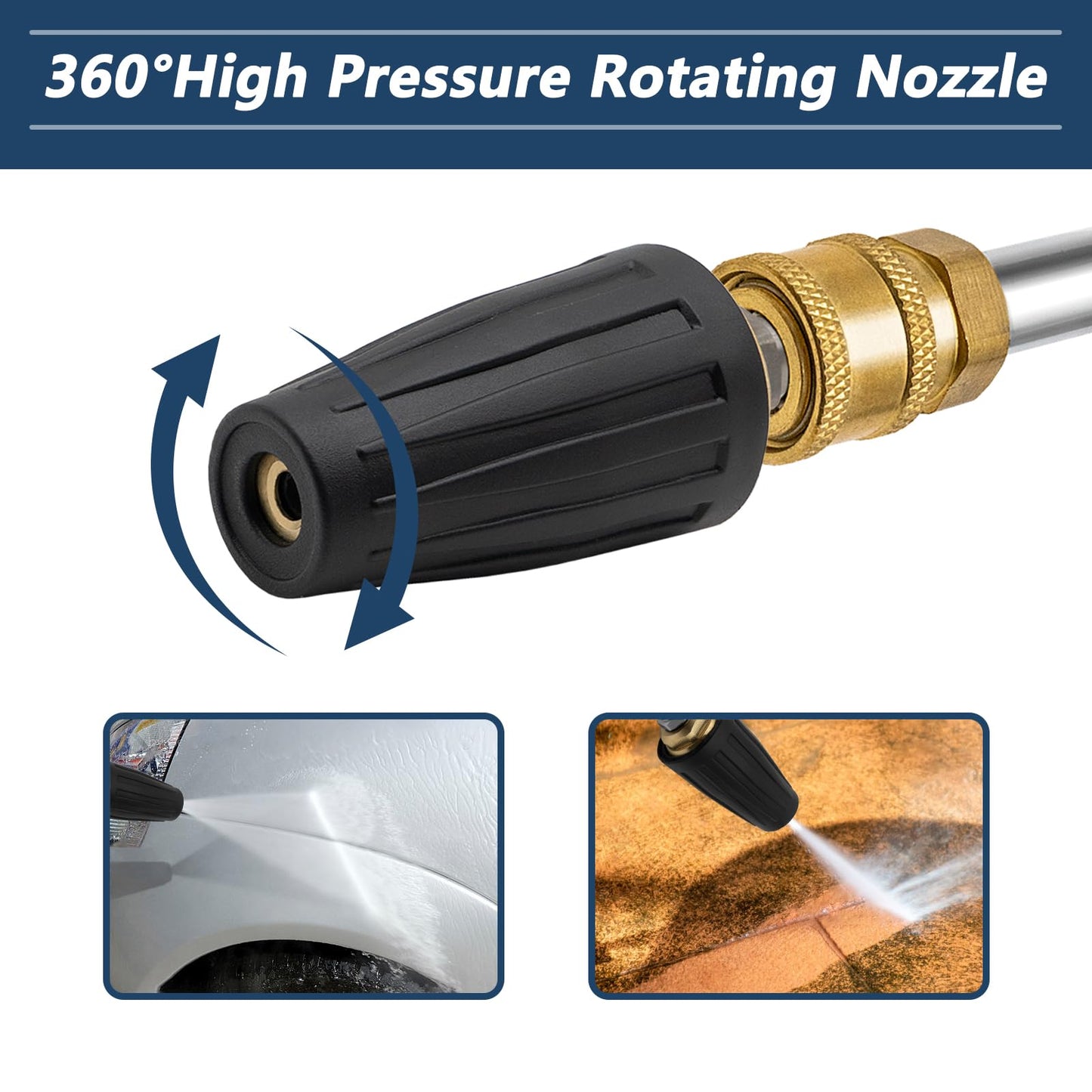 DERASL 3600 PSI Rotating Turbo Nozzle Tips,1/4 Quick Connect Rotating Turbo Pressure Washer Nozzle for Cold Water Pressure Washers(035)