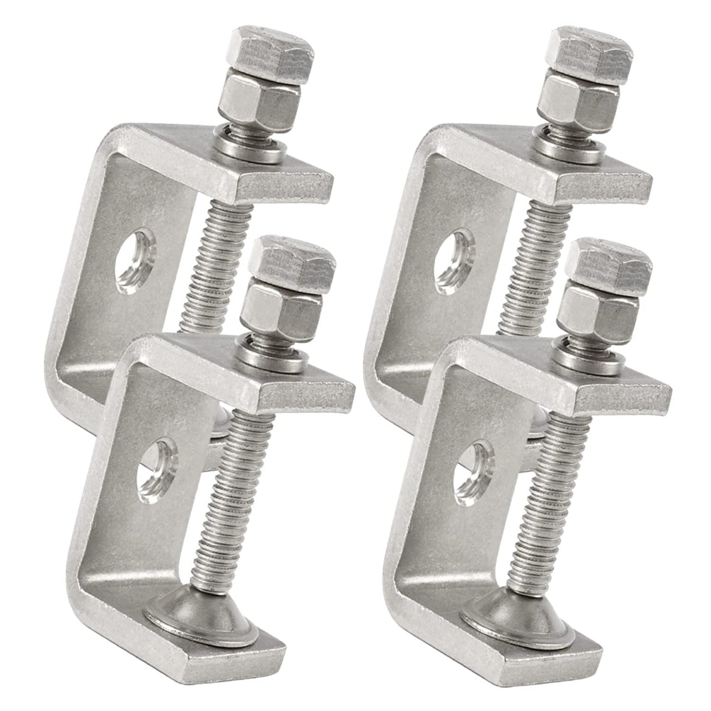 RHBLME 4 Pack Heavy Duty C Clamps, 304 Stainless Steel Small C Clamps, Clamping Range 1in to 1.65in, G Clamps with Adjustable Wide Jaw Openings for Woodworking Welding Construction