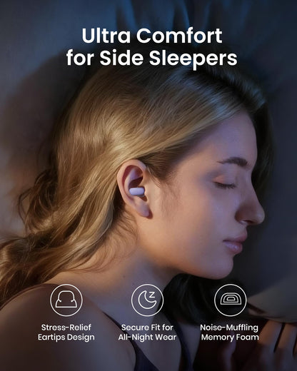 QubitPulse Dream Ear Plugs for Sleeping Ultra-Comfort, Side Sleeper Earplugs with Soft Patented Qufits Eartips, Reusable Silicone Ear plugs for Sleep, Focus, Study, 23dB Noise Reduction - Violet