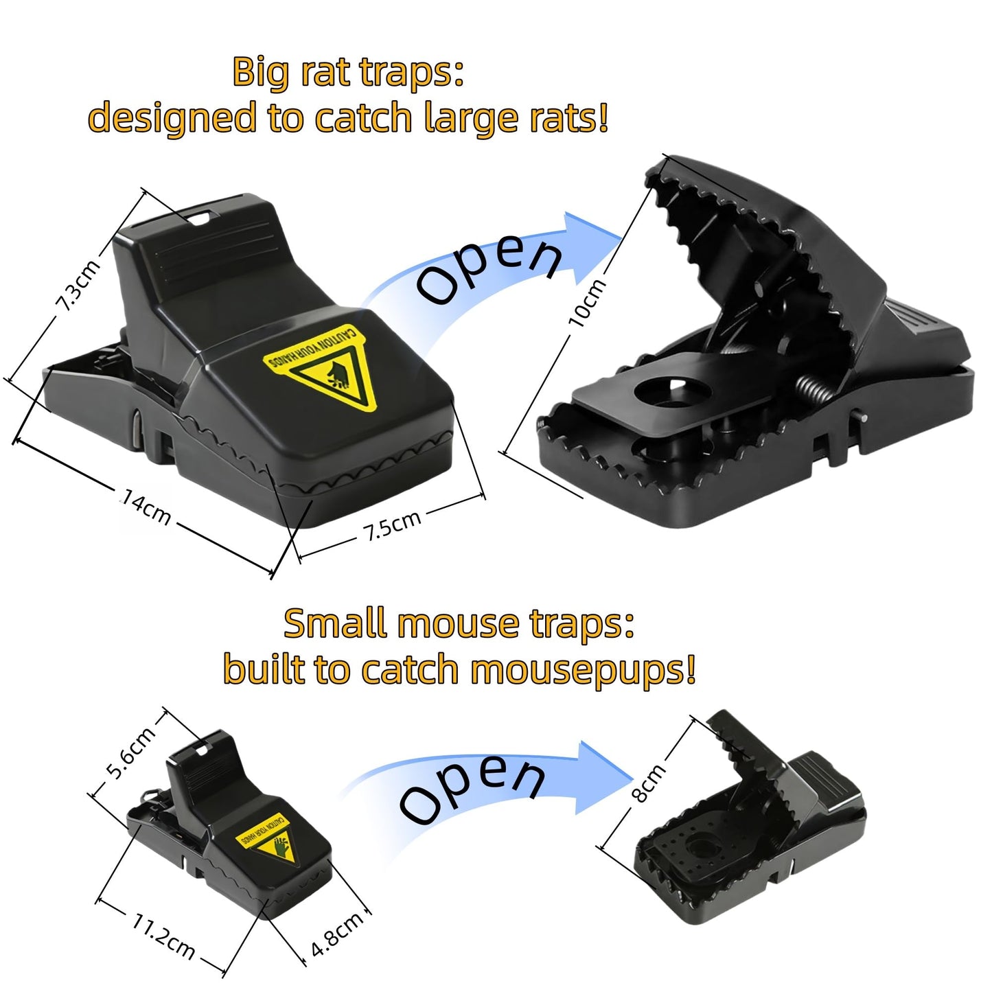 10 Pack Mouse Trap 6 Large Rat Traps 4 Small Mice Traps Snap Traps for Indoor and Outdoor Use for Home, Restaurant ，Factory，Bedroom, Kitchen
