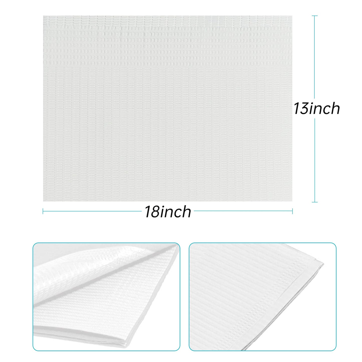 Disposable Dental Bibs 13"x18"（125Pack） - 3 Ply Waterproof Tattoo Bib Sheet for Patients - Dentist or Medical Tray Cover and Nail Table Cover Supplies (White)