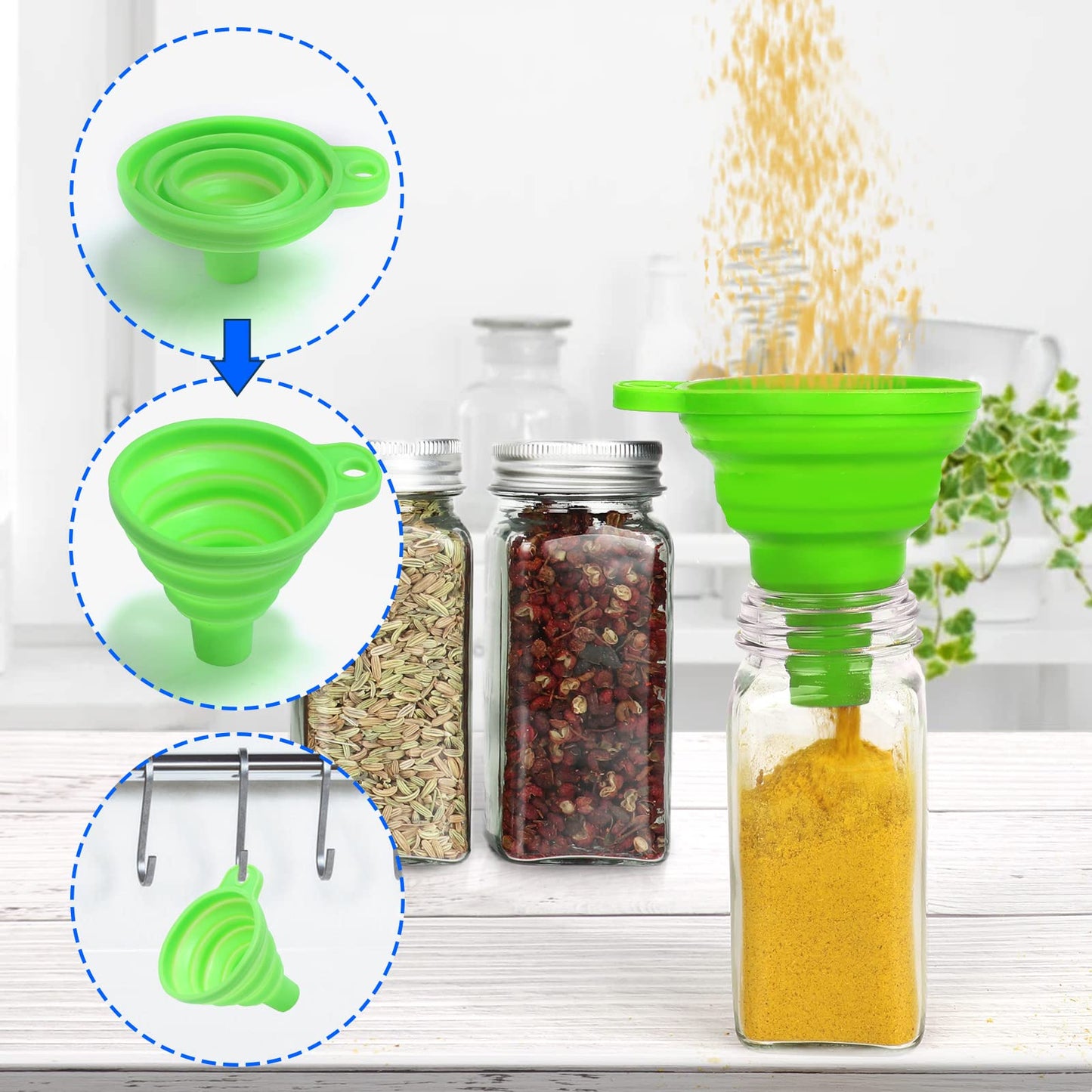 120ml 4oz Glass Spice Jars,15 Pack Square Seasoning bottles with Silver Caps and Shaker Lids,20pcs Labels,1 Funnel and 1 Brush for Kitchen Storage