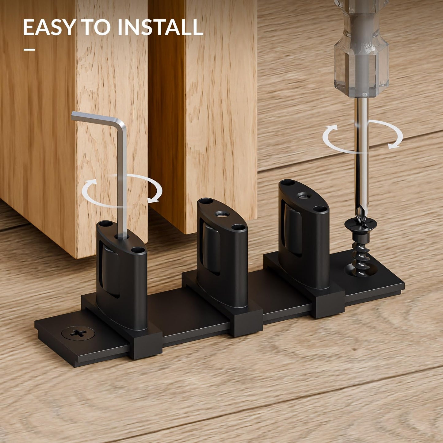 AONAYIOA Siding Closet Door Floor Guide,Update Adjustable 3-Roller Design for Bypass Door Floor Guide,Sliding Door Bottom Guide,Easy Install, Black