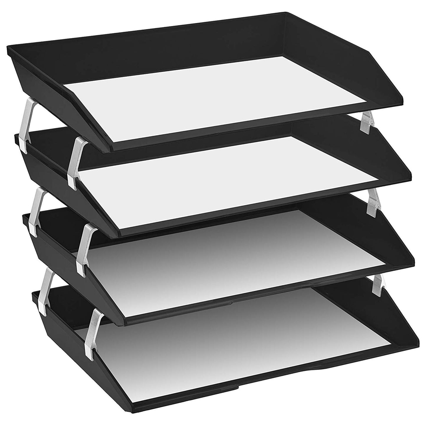 Acrimet Facility 4 Tier Letter Tray, Side Load, Letter Size/A4, Desktop File Organizer, Plastic (Black)