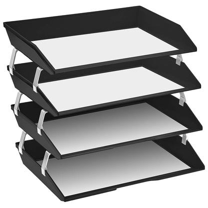 Acrimet Facility 4 Tier Letter Tray, Side Load, Letter Size/A4, Desktop File Organizer, Plastic (Black)