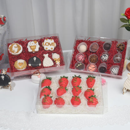 RomanticBaking 20Pcs 10x7x2Inch Clear Chocolate Covered Strawberries Boxes Cookies Boxes Chocolate Truffle Boxes Bakery Boxes Cakesickle Macaron Treat Boxes for Christmas Valentine's Mother's Day