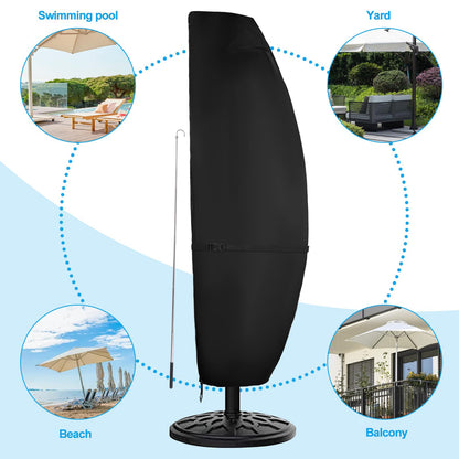 Umbrella Cover 420D Waterproof Outdoor,Patio Umbrella Parasol Cover,Waterproof Zipper & Top Vent,Windproof ,Anti-UV,Large Umbrellas Covers,Garden Umbrellas Covers,fits Double-Sided Umbrella 13-15 ft