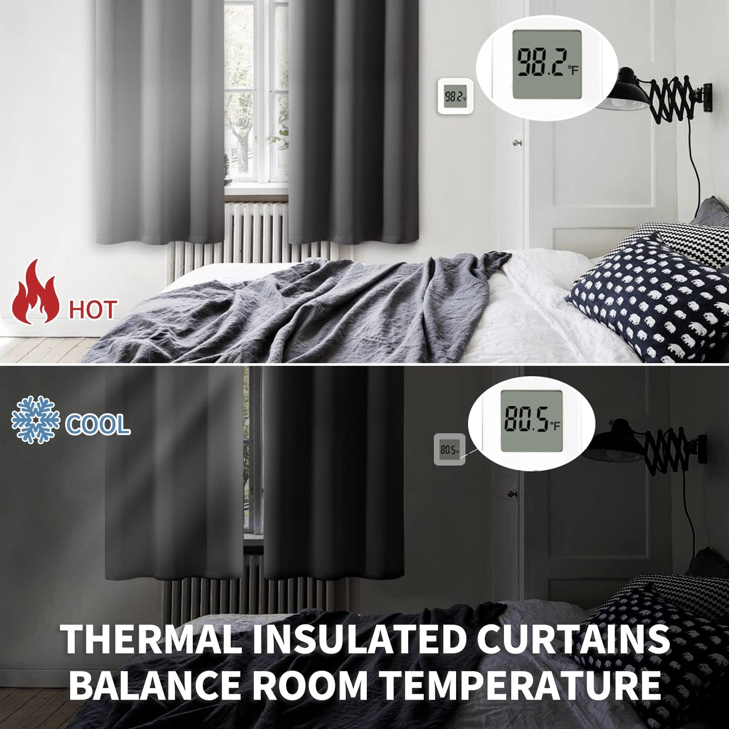 BGment Blackout Curtains 2 Panels for Bedroom - Black Out Curtains 63 Inches Long Window Room Darkening Grommet Thermal Insulated Curtains, 52 Inch Wide Each, Dark Grey