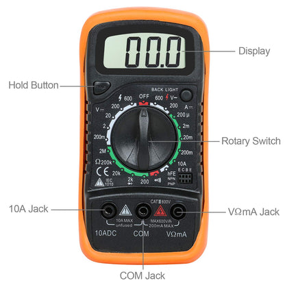 DIGFLEX Volt Testing Digital Multimeter Voltmeter Ammeter AC DC Meter OHM for DIY