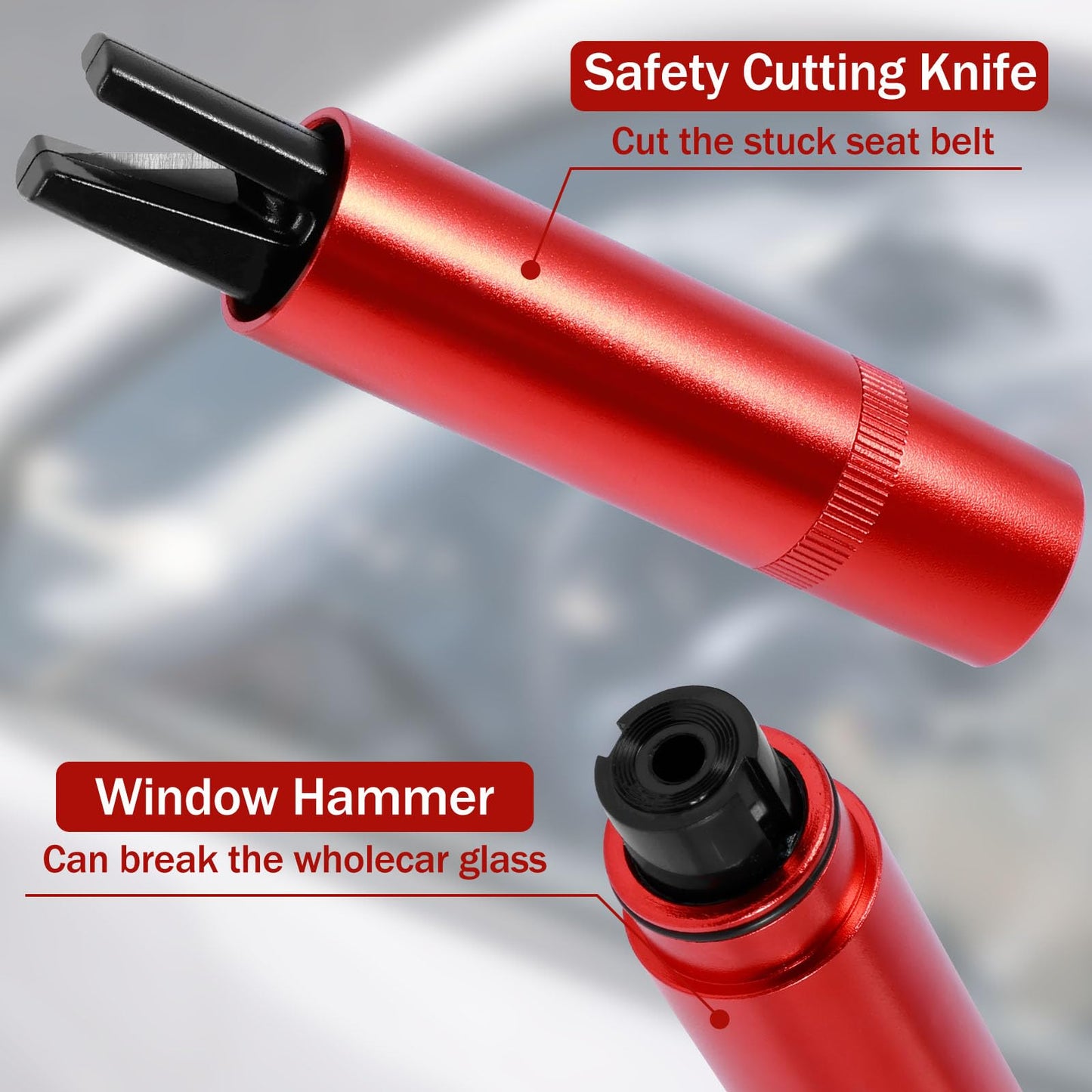 4 Pack Car Safety Hammer Emergency Escape Tool One Second Window Breaker Seatbelt Cutter 2 in 1 Seat Belt Cutter and Glass Breaker Life-Saving Emergency Artifact for Car Auto (Red)