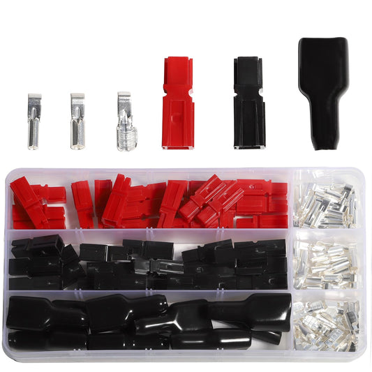 XINTAIHELE 110PCS Anderson Powerpole Connectors, Quick Disconnect Terminals Connectors Kit, Red Black Silver Copper Battery Connector Modular Power Connector