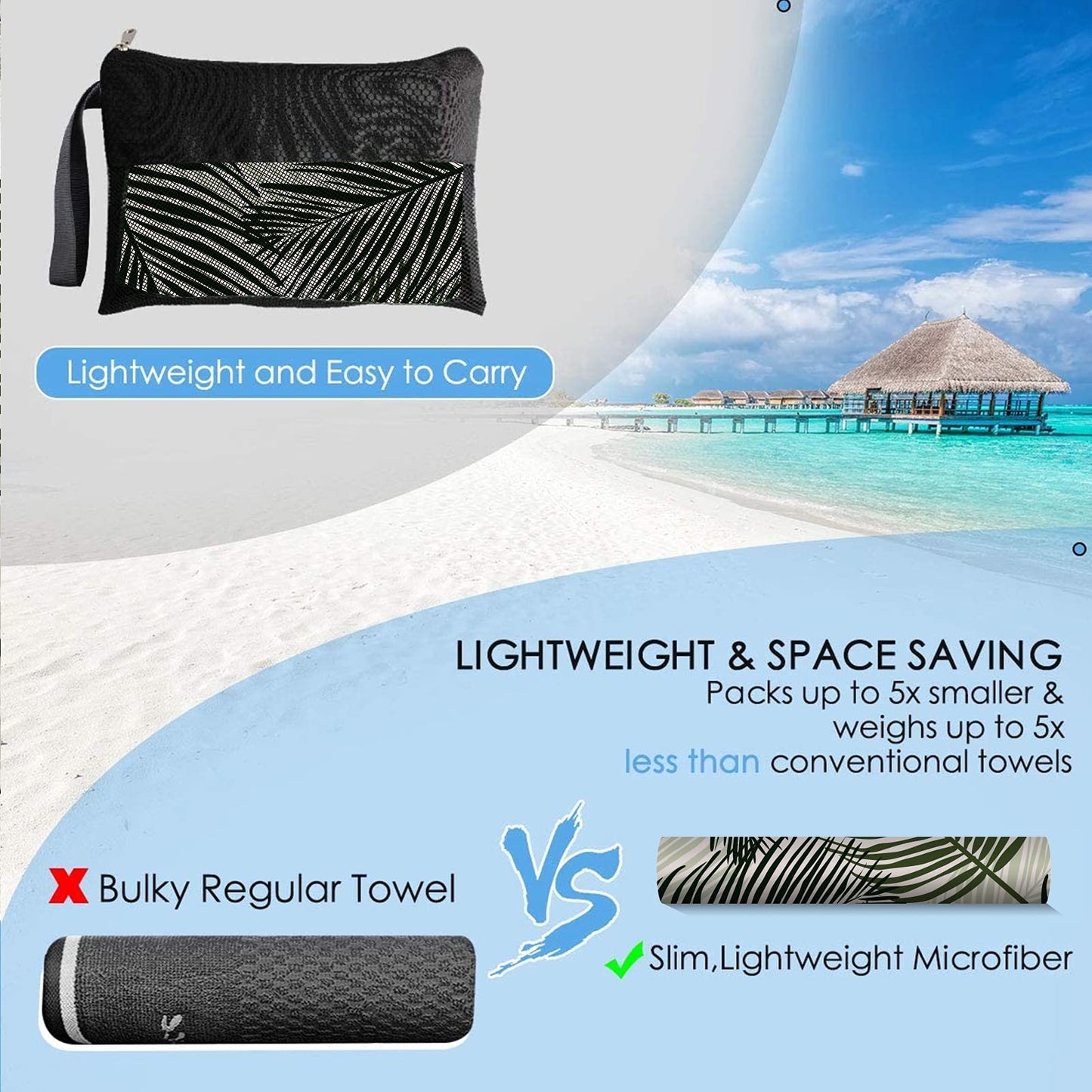 Beach Towel, 71"x32" Double Sided Oversized Microfiber Beach Towel for Adult, Lightweight Extra Large Quick Drying Towel for Swimming Sports Beach Gym