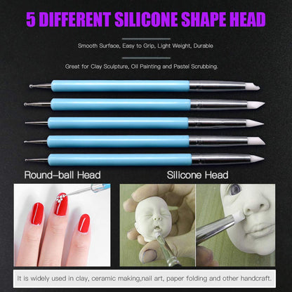 Swpeet 30Pcs Modeling Clay Sculpting Tools Kits, Ball Stylus Tool Handle Double-Sided Set Dual-End Dotting Tools Plastic Ball Rod Stylus Modeling Tools, Clay Roller, Clay Scarpe