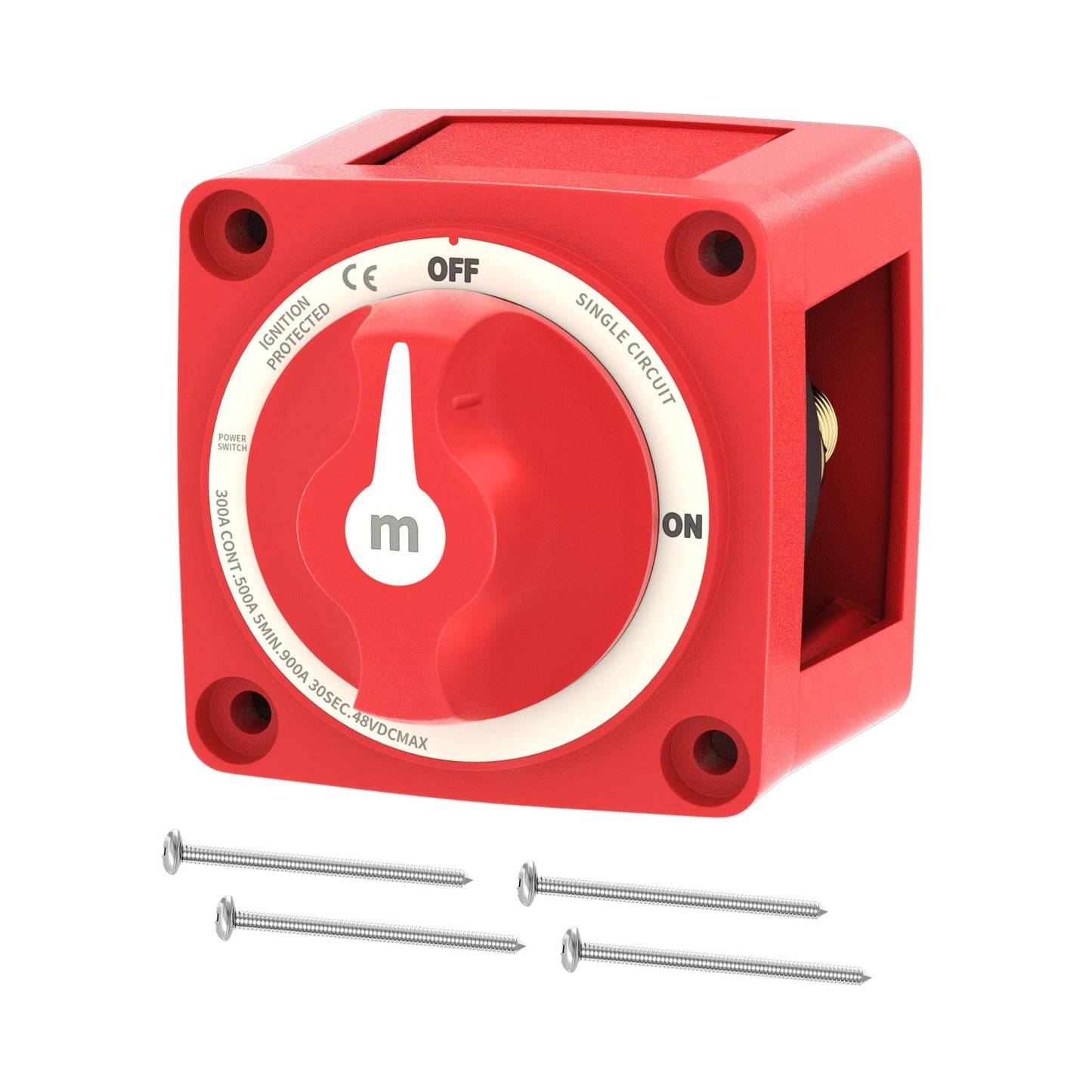 RVMARINEPAT Boat Battery Disconnect Switch Waterproof 12V 48V Battery Shut Off Switch ON/Off 300A Heavy Duty & Ignition Protected Power Kill Switch for Marine Car RV Truck