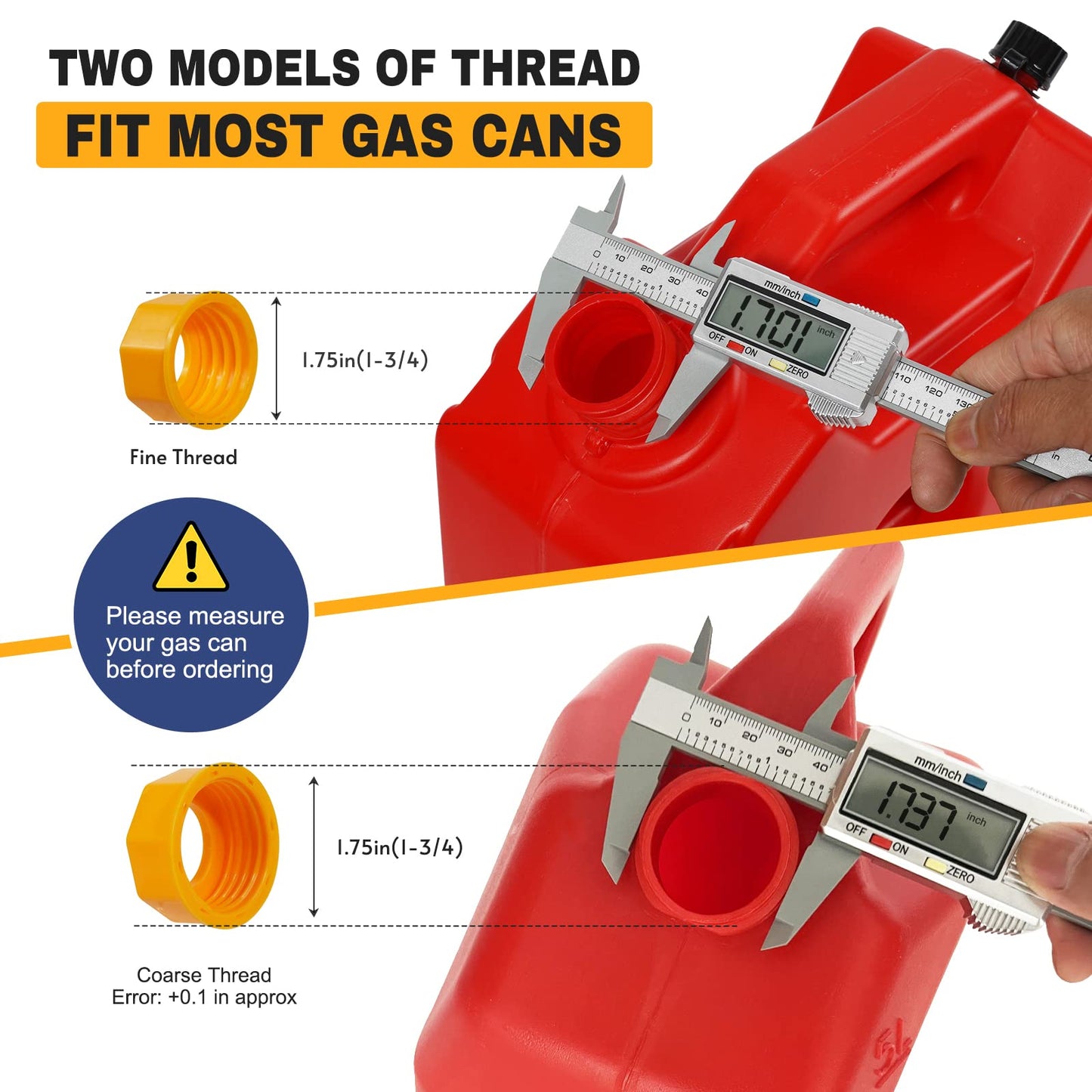 33 Pcs Gas Can Nozzle Replacement Kit, Gas Can Spouts Fits 5 Gallon Gasoline Cans, with Flexible Nozzles, Screw Collar Caps, Thicker Gasket, Spout Cap, Drill Bit and Fuel Vent Caps - for Smooth Flow