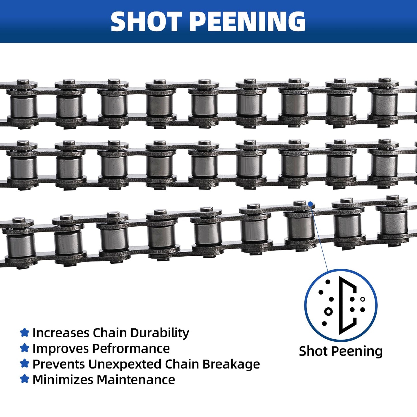 Patioer #41 Roller Chain 10 Feet for Electric Gate Openers with 2 Connecting Links, Carbon Steel Chains for Automatic Sliding Gate Opener Operator Garage Hanger Door Go Karts ATVs Dirt Bikes