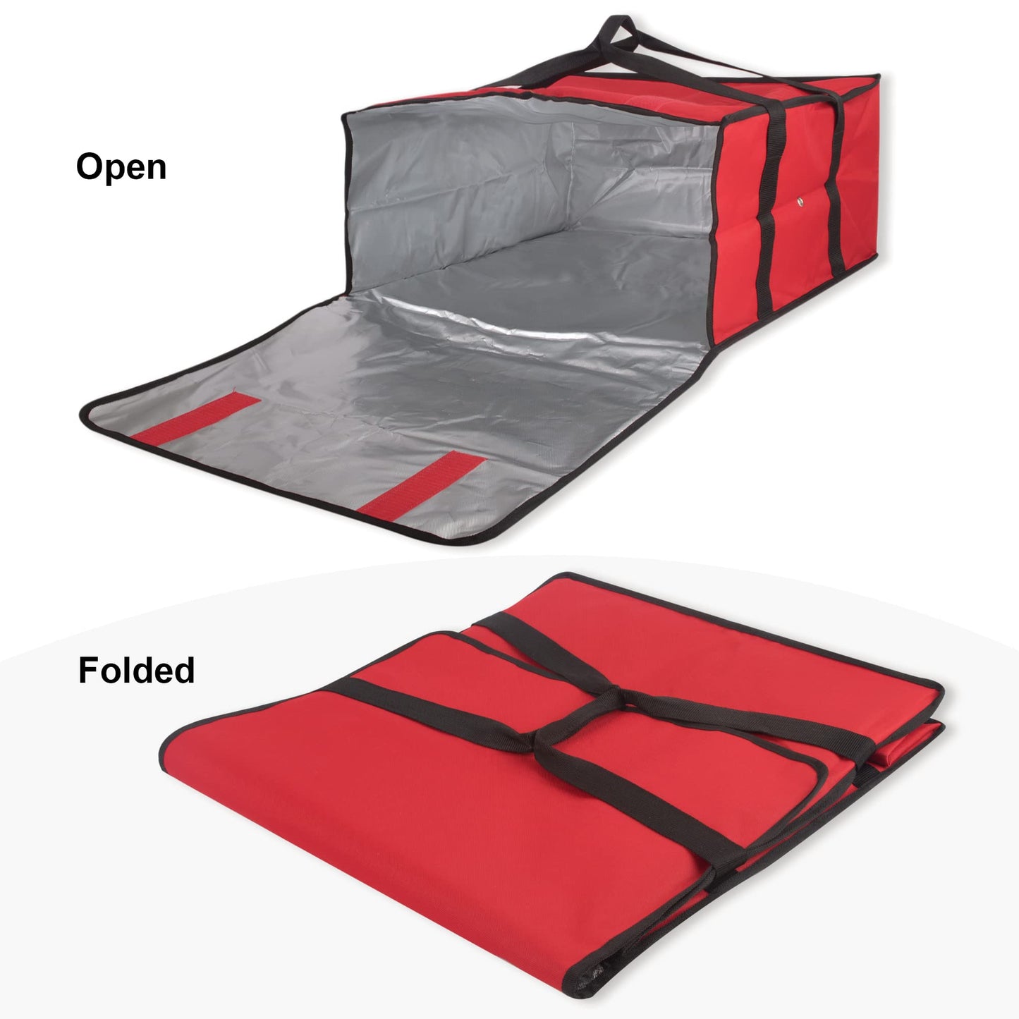 Pizza Carrier Insulated Bags Extra Large for Deliveries – Holds up to 4 Fresh Pizzas, Insulated Pizza Carrier Delivery Bag (Red)