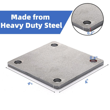 WRINGKIT 8 Pack Steel Plate with holes, 4'' x 4'' Flat Metal Plate, Laser Cut A36 Hot Rolled Mild Steel with Smooth Edges, Weldable Paintable Square Metal Sheets for Magnets, Industrial Use