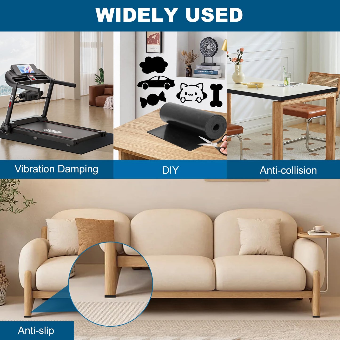 Neoprene Rubber Strips, 12" Wide x1/16 Thick x 4' Long Solid Rubber Sheets, Rolls & Strips for DIY Gaskets, Crafts, Supports, Leveling，Pads, Flooring, Protection