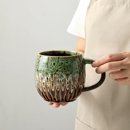 20oz Large Coffee Mug - Unique Handcrafted Look Ceramic Cup, Large Tea Mug, Microwave & Dishwasher Safe (Green)