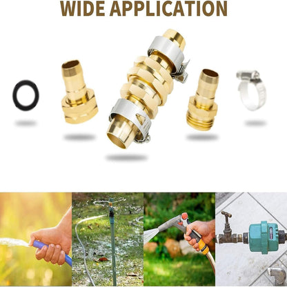 6 Pack Garden Hose Repair Kit with Stainless Clamp, Water Hose Mender Female and Male Hose Connector with Clamps, Fit 5/8" and 3/4" Rubber Garden Hose
