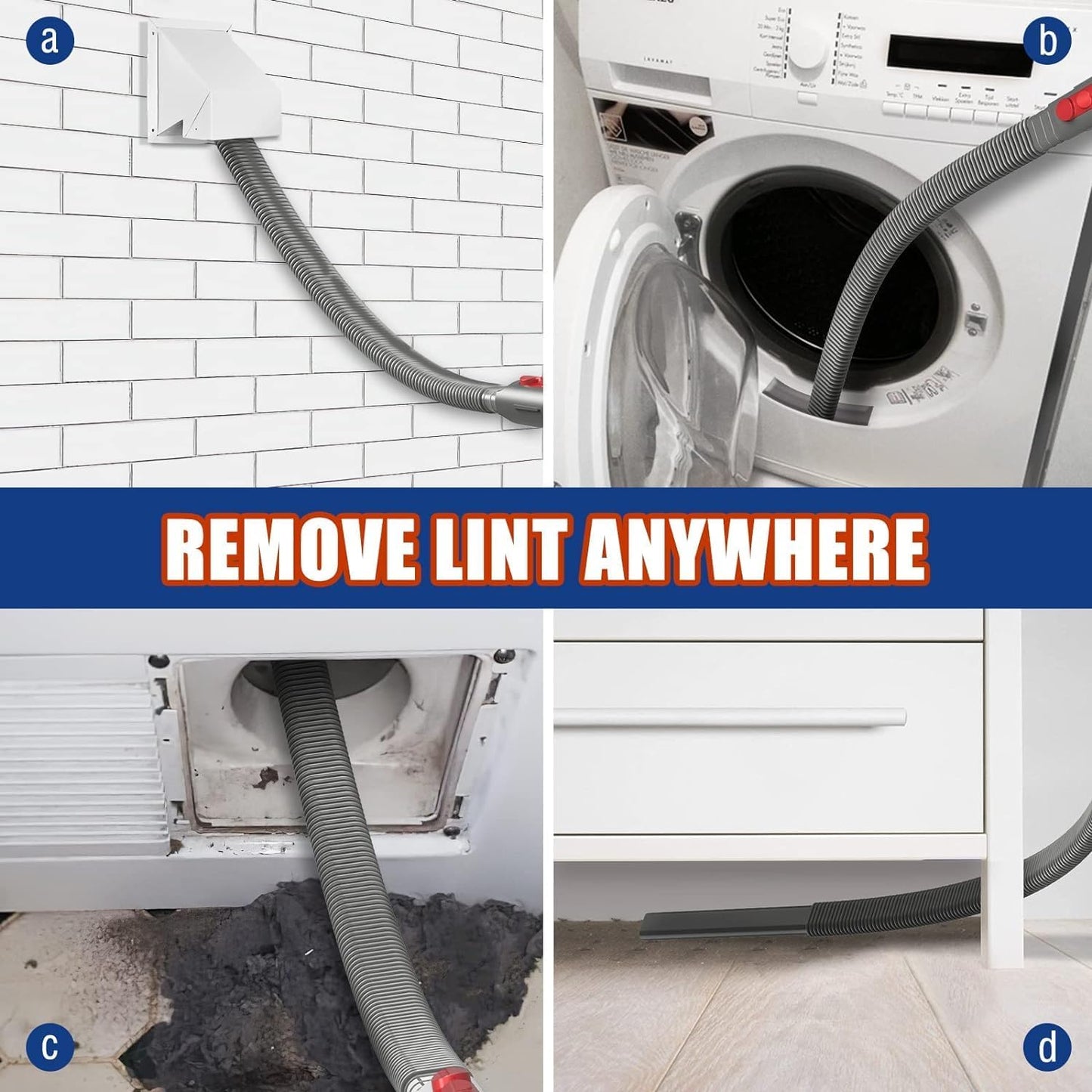 Sealegend Dryer Vent Cleaning Kit and Crevice Tool Compatible with Dyson Vacuum Attachment Removes Deep Lint Adapter Compatible with Dyson V7 V8 V10 V11 V12 V15 etc Cordless Vacuum Cleaner, Grey