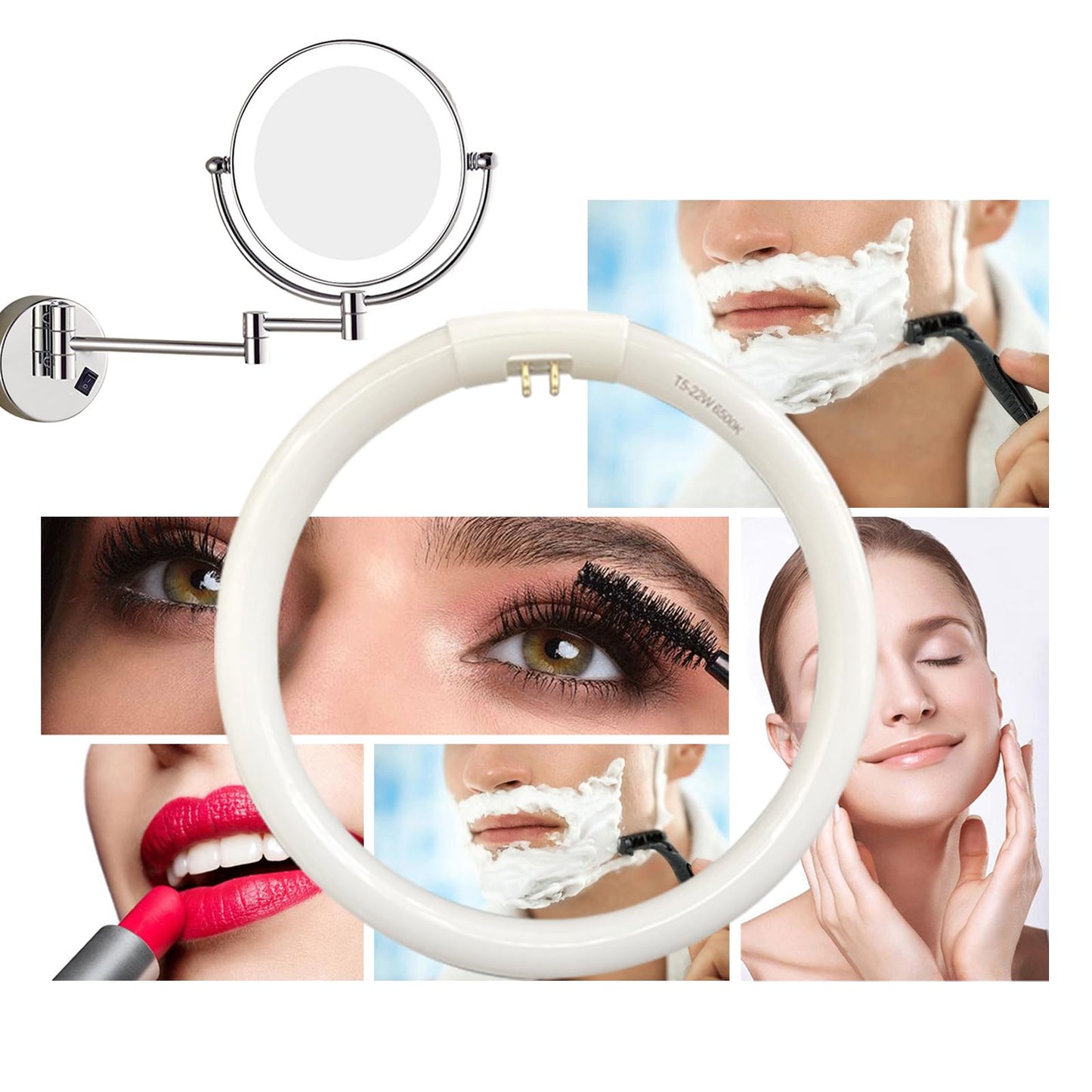 7.25 inch OD,T5 22W Circular Bulb 6400K Daylight,G10q Base 4 pin, Circle Fluorescent Lamp fc8t5/865/G10Q 4Pin Base