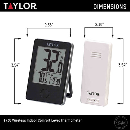 Taylor Precision Products 1730 Indoor/Outdoor Wireless Digital Thermometer with Remote, Black, one Size