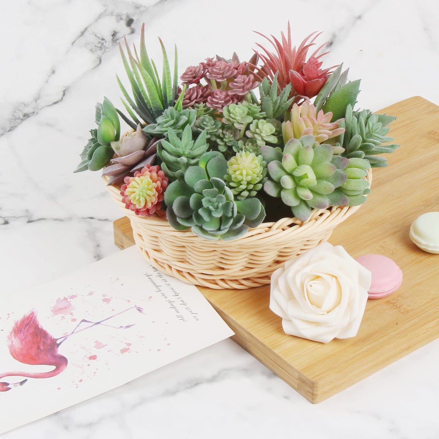 CCINEE 18pcs Mini Artificial Succulent Plant,Flocked Faux Succulent for Floral Wall Garden Arrangement Home Office Decor,Unpotted