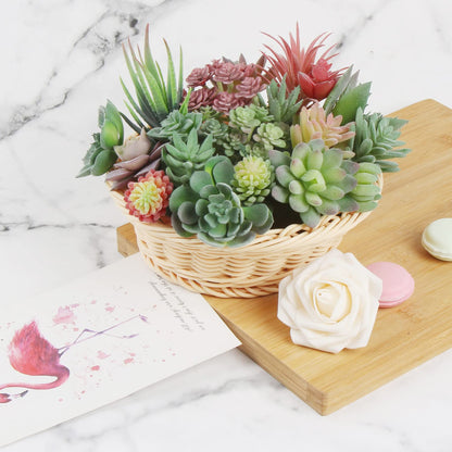 CCINEE 18pcs Mini Artificial Succulent Plant,Flocked Faux Succulent for Floral Wall Garden Arrangement Home Office Decor,Unpotted