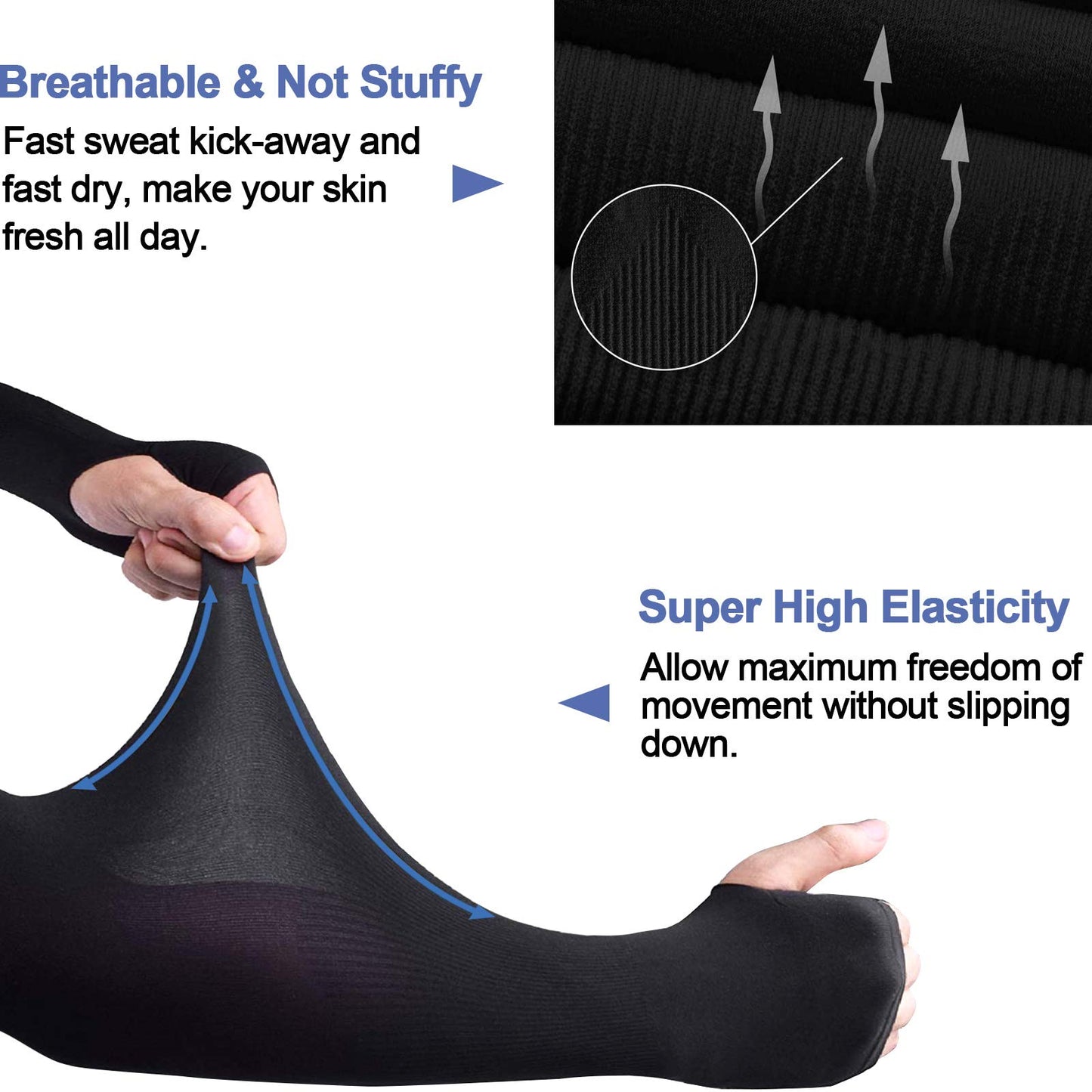 Beister 6 Pairs Cooling Arm Sleeves, UV Protection, Women Men Summer Outdoor Sunblock Arm Cover with Thumb Hole