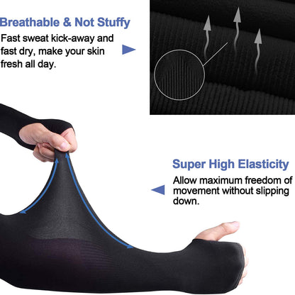 Beister 6 Pairs Cooling Arm Sleeves, UV Protection, Women Men Summer Outdoor Sunblock Arm Cover with Thumb Hole
