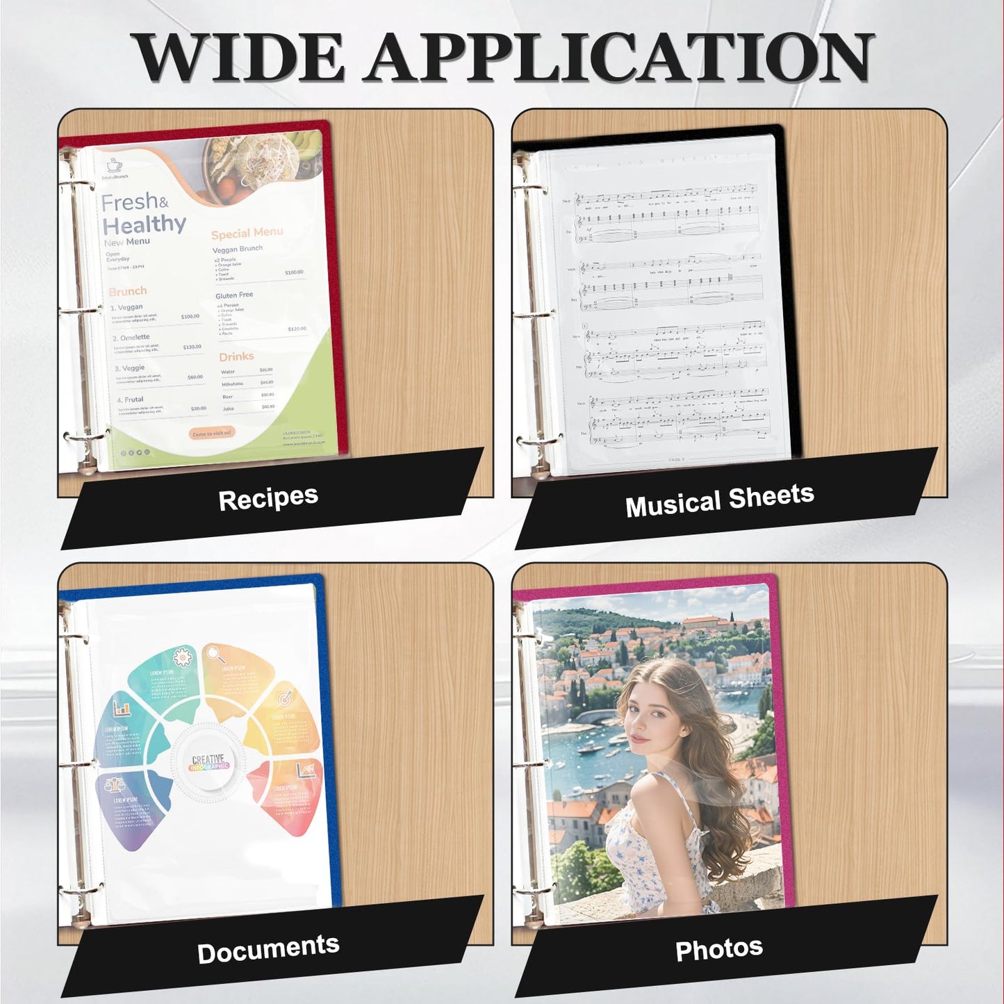 Sheet Protectors, 300 Pack Clear Page Paper Protectors 8.5 x 11 Inch for 3 Ring Binder, Non-Glare Plastic Binder Sleeves for Documents, Photos