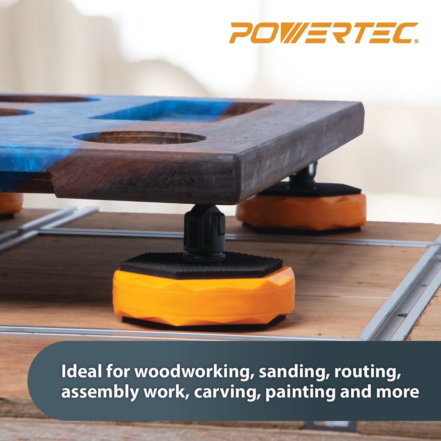 POWERTEC Bench Dog Puck - Protect Workpiece from Scratches, Ideal for Sanding, Routing, Finishing & Painting - 4PCs (72216)