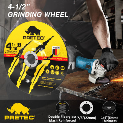 PRETEC Grinding & Cutting Wheels 4 1/2 inch Set, 20 Packs 4.5" Cut Off Wheels, 3 Packs 4.5" Grinding Wheels, 4.5" 40/60/80 Grit Flap Discs for Cutting Grinding Polishing