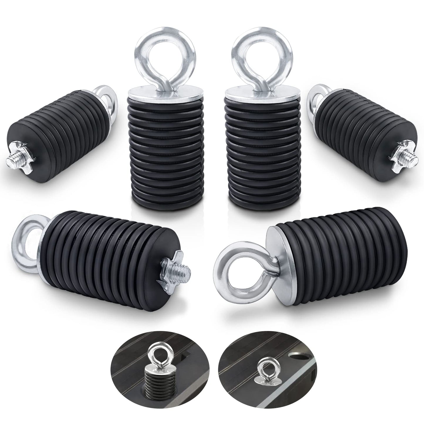 StarknightMT Ranger Tie Down Anchors,UTV Lock and Ride 2" Bed Anchor Compatible with Polaris General Ranger 500 570 1000 XP 900 800 700 with 1-7/16" Hole(6 Pcs,Black)